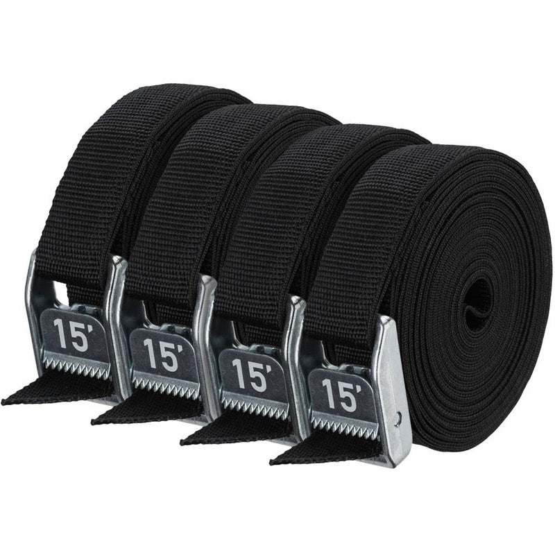 NRS 1" Heavy Duty Tie Down Strap 4 Pack-StealthBlack-15ft - Image 2